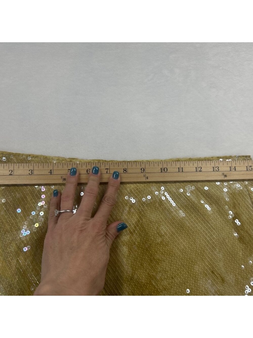 Anthropologie Tilda Sequin Slip Skirt Size M Yellow Gold Midi Skirt Spring - Picture 10 of 11